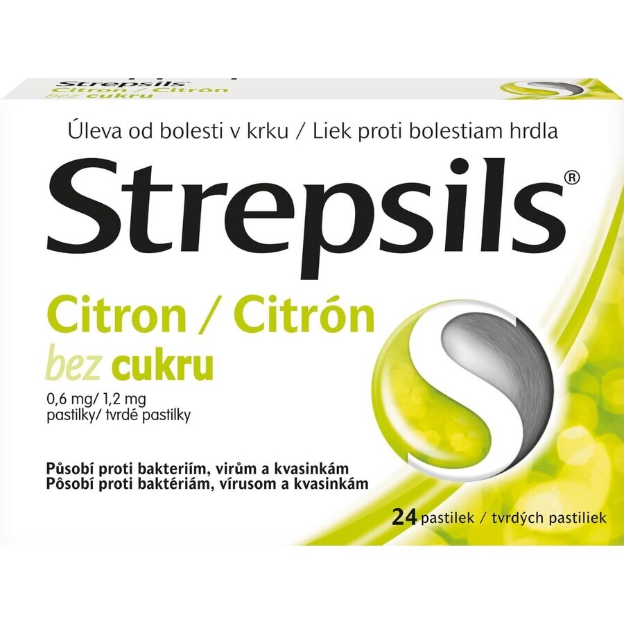 Strepsils pastillas sin azúcar limón 24 pastillas