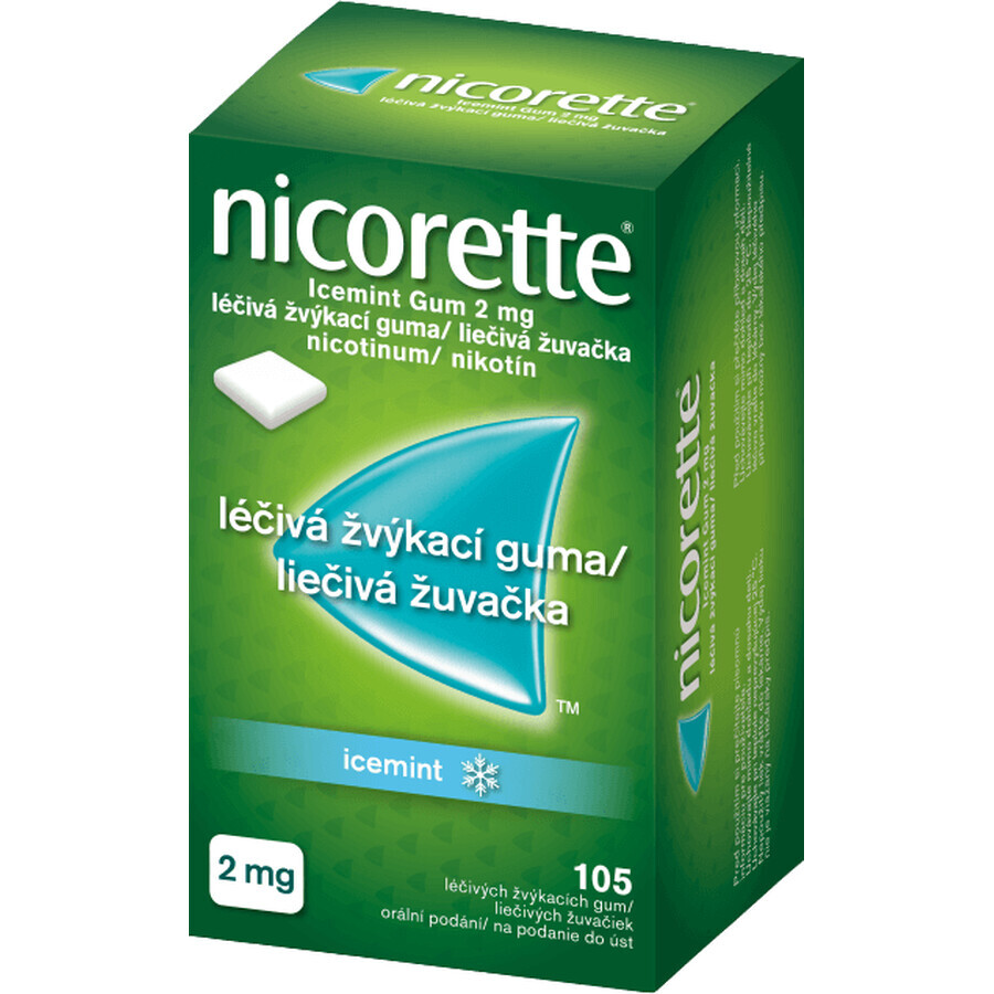 Nicorette Icemint Gum 2mg medicinal chewing gum 105 pieces