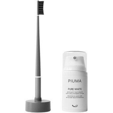 Feather SMILE BOX toothbrush with toothpaste, soft gray 75 ml