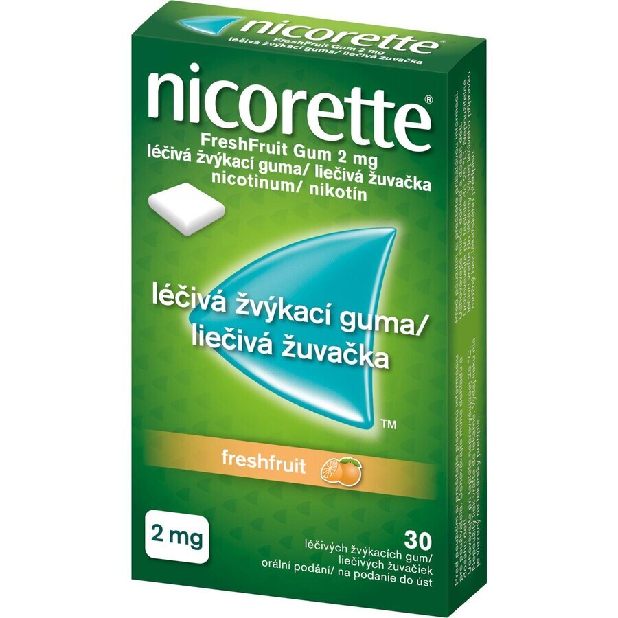 Nicorette ® FreshFruit Gum 2mg, medicinal chewing gum 30 pieces