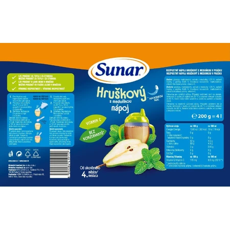 Sunar băutură solubilă de pere cu miere de albine 200 g