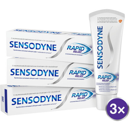 Sensodyne Dentifricio per denti sensibili Rapid 3 x 75 ml