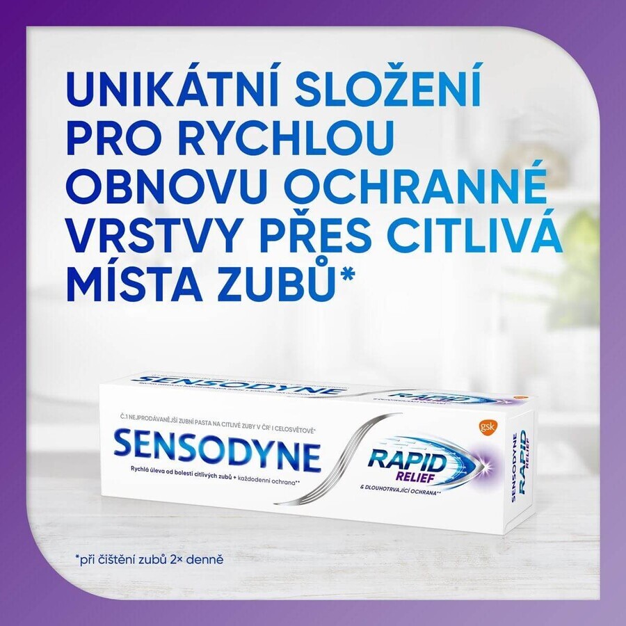 Sensodyne Dentifricio per denti sensibili Rapid 3 x 75 ml