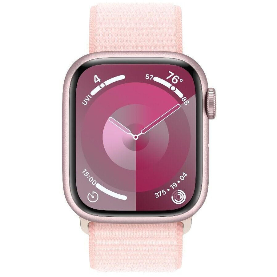 Apple Watch Series 9 GPS 41mm aluminium behuizing met sportbandje, roze