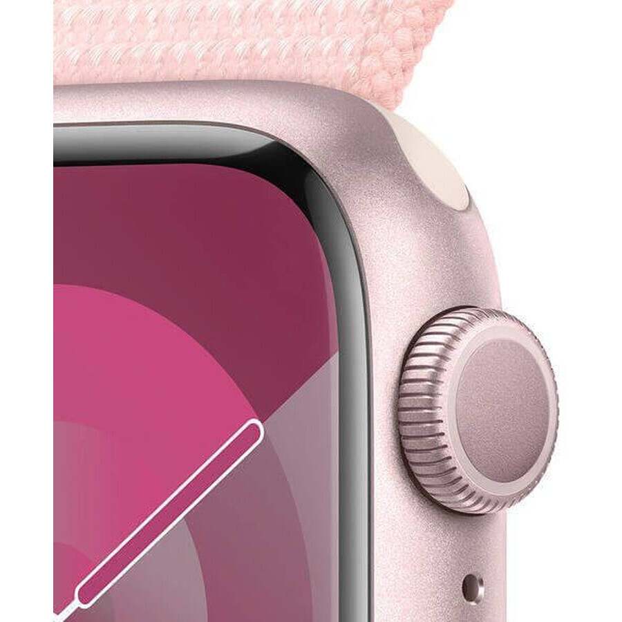 Apple Watch Series 9 GPS 41mm aluminium behuizing met sportbandje, roze