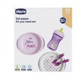 Chicco Set de table - assiettes, couverts, gobelets, 12m+ rose 200 ml