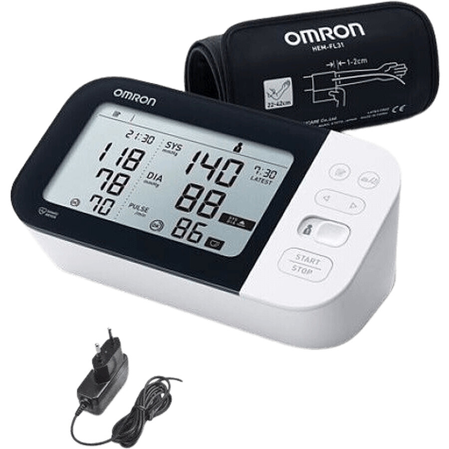 Omron M7 Intelli IT AFib brazo inteligente tonometro digital + fuente de alimentacion (SET), 5 anos de garantia