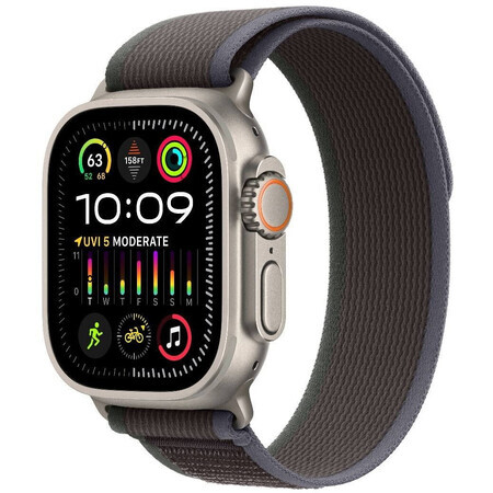 Apple Watch Ultra 2 GPS + Cellular, 49 mm Titanium behuizing met blauw/zwarte sleeplus - M/L