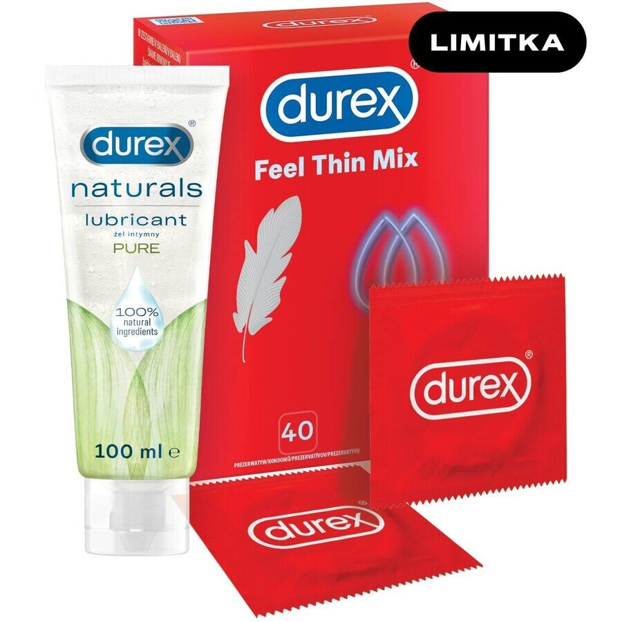 Durex SEX Feel Thin MIX 40 Stück + Gel 100 ml