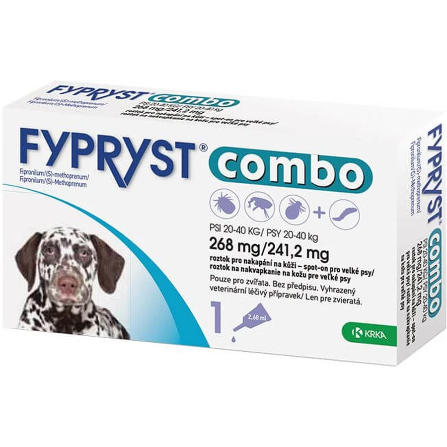 Fypryst Combo 268 mg/241 2 mg Fypryst Combo 268 mg/241 2 mg Perros de 20-40 kg Solución cutánea en gota para perros grandes 2,68 ml