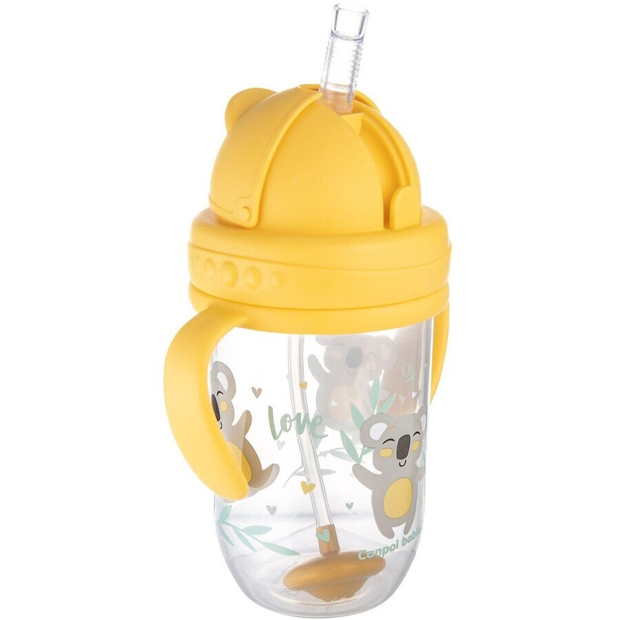 Canpol baby Non-flowing cup with straw with weight 6m+ Exotic animals yellow 270 ml