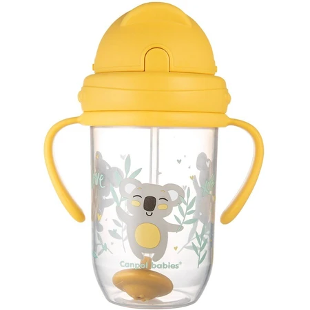 Canpol bebeluși Ceașcă fără curgere cu pai cu greutate 6m+ Animale exotice galben 270 ml