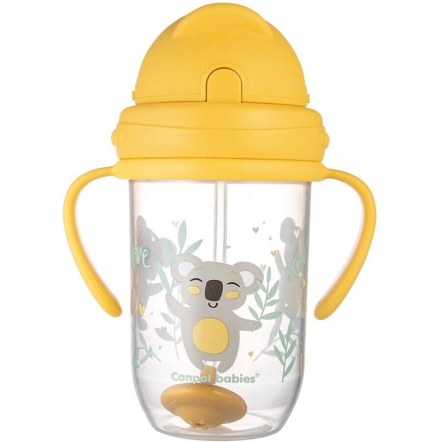 Canpol baby Non-flowing cup with straw with weight 6m+ Exotic animals yellow 270 ml