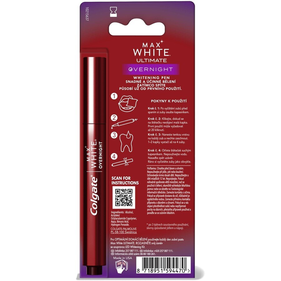 Colgate Max White Bolígrafo blanqueador de noche 2,5 ml