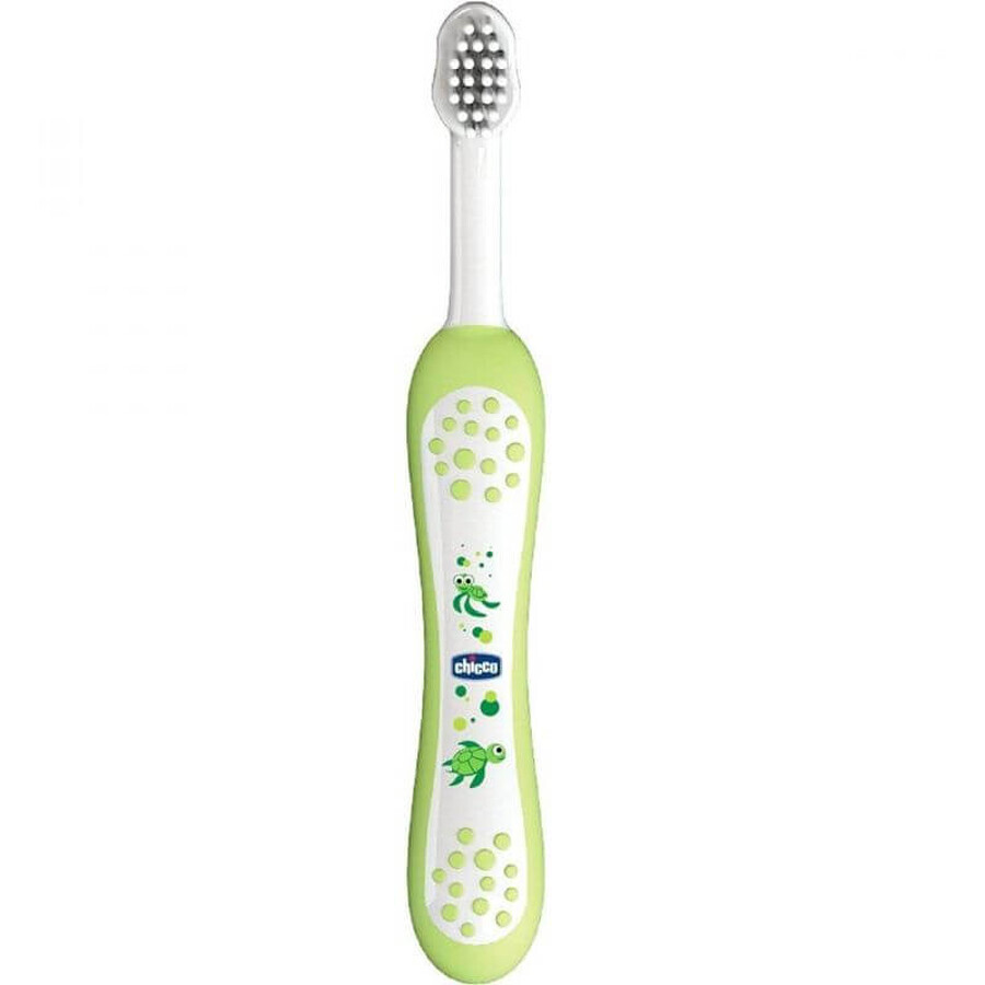 Brosse à dents pour enfants Chicco Mes premières dents de lait vert 6m+.