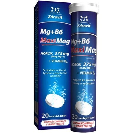 MaxMag Magnesium 375 mg + B6 20 effervescent tablets