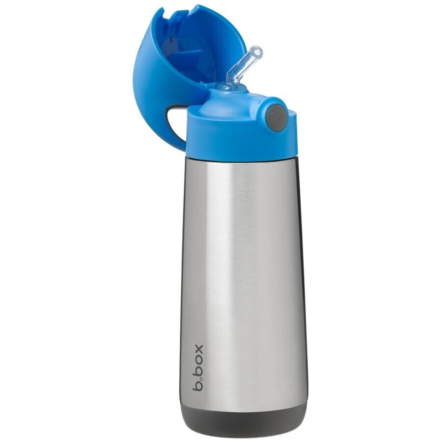 B. box Thermos con cannuccia, blu/grigio 500 ml