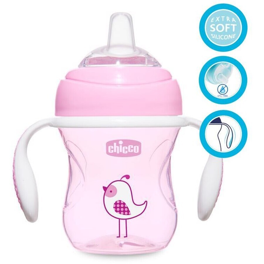 Chicco CHICCO CHICCO Transition Learning Mug con manici 200 ml rosa 4m+