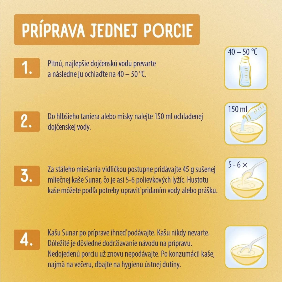 Sunar milk semolina porridge for a good night's honey 210 g