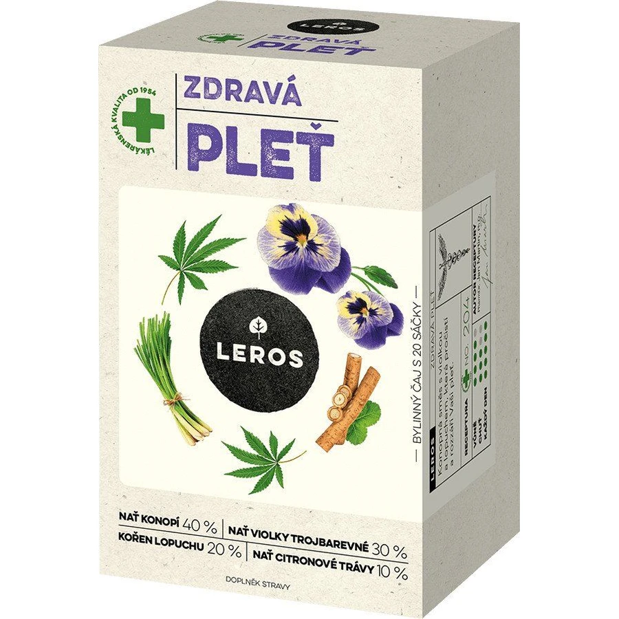 Leros Tè per la pelle sana Tè alla canapa e violetta bustine 20 x 1,5 g