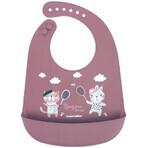 Canpol babies Bonjour Paris Silicone bib with pink pocket