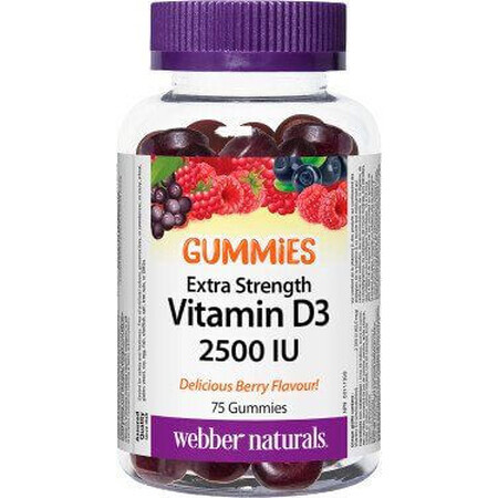 Webber Naturals Vitamin D3 2500 IU GUMMIES, berries 75 pieces