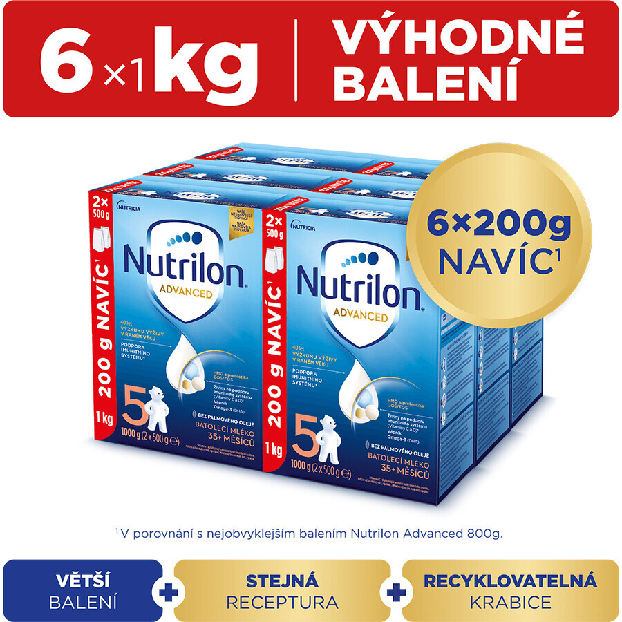 Nutrilon 5 formulă de lapte praf pentru copii 6 x 1000 g