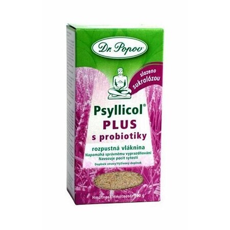 Dr. Popov PSYLLICOL PLUS con fibra soluble probiótica con sabor a fresa silvestre 100 g