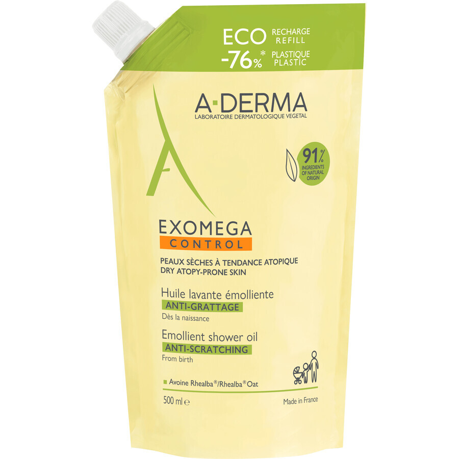 A-Derma Exomega Exomega Control Olio doccia assorbente - Ricarica ECO riciclabile 500 ml