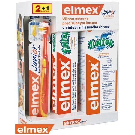 Elmex JUNIOR SYSTEM Toothbrush + toothpaste 75 ml + mouthwash 400 ml