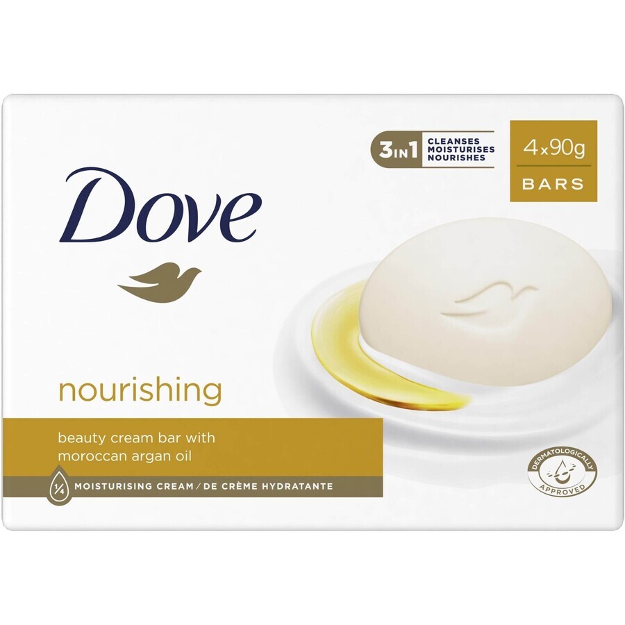 Dove Jabón Cremoso Nutritivo de Aceite de Argán Multipack 4 x 90 g