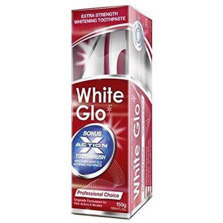 White Glo pasta dentífrica profesional + cepillo de dientes y cepillo interdental gratuitos 150 g