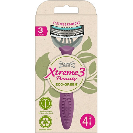 Wilkinson Sword Xtreme3 beauty ECO Verde afeitadora desechable 4 piezas