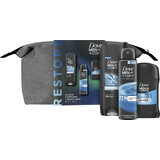 Dove Men+Care CleanComfort Neceser para hombre - gel de ducha + spray antitranspirante + antitranspirante sólido