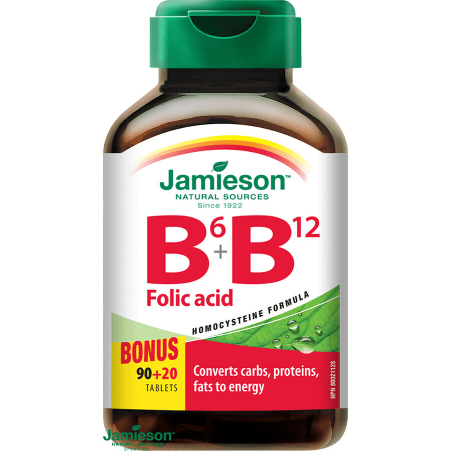 Jamieson Vitaminen B6, B12 en foliumzuur 110 tabletten