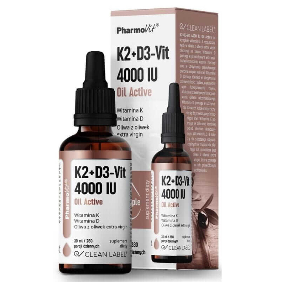 K2+D3-Vit 4000 IE Actieve olie 30 ml Pharmovit Clean Label