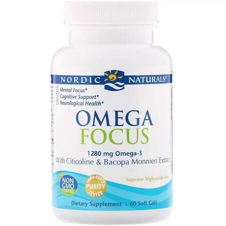 Omega Focus 1280mg Omega -3 + Citocolina + Bacopa ( 60 cápsulas) Nordic Naturals