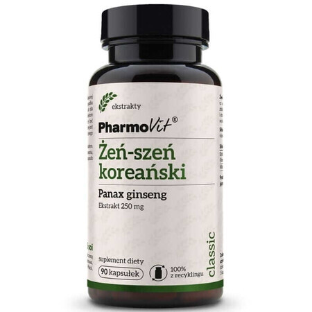 Ginseng coreano Panax ginseng 250 mg (90 cápsulas) Pharmovit Classic