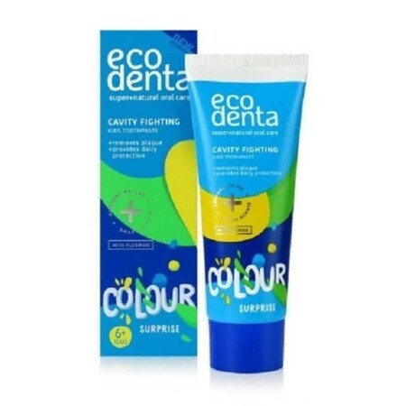 Dentifricio per bambini contro la carie colorato a sorpresa 75 ml Ecodenta