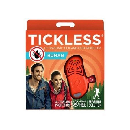 TICKLESS Human Naranja Dispositivo ultrasónico de protección contra garrapatas para adultos