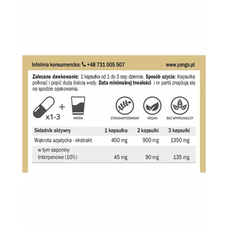 Gotu kola - extract de 10% saponine triterpenice - 100 capsule - Yango