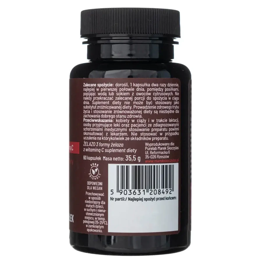 Skoczylas Hierro 3 formas con vitamina C 60 cápsulas