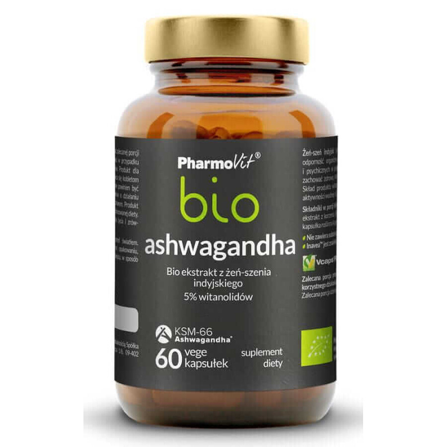 Bio Ashwagandha Indischer Ginsengextrakt 60 vegetarische Kapseln, Pharmovit