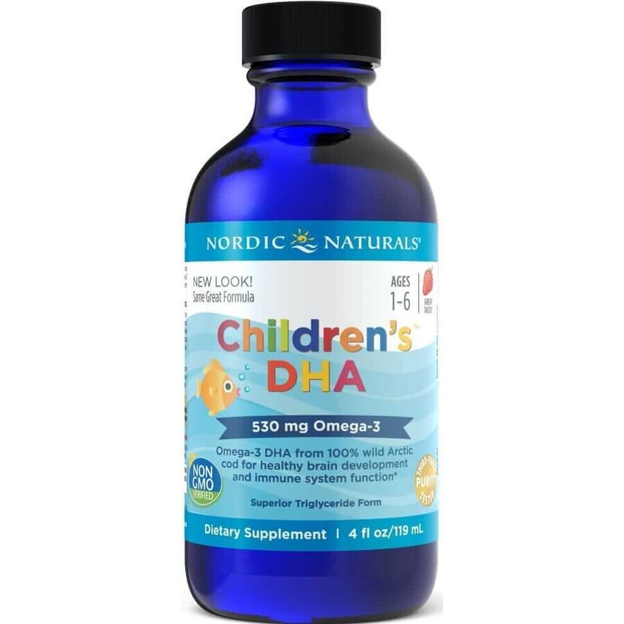 Nordic Naturals DHA para niños 530 mg fresa 119 ml