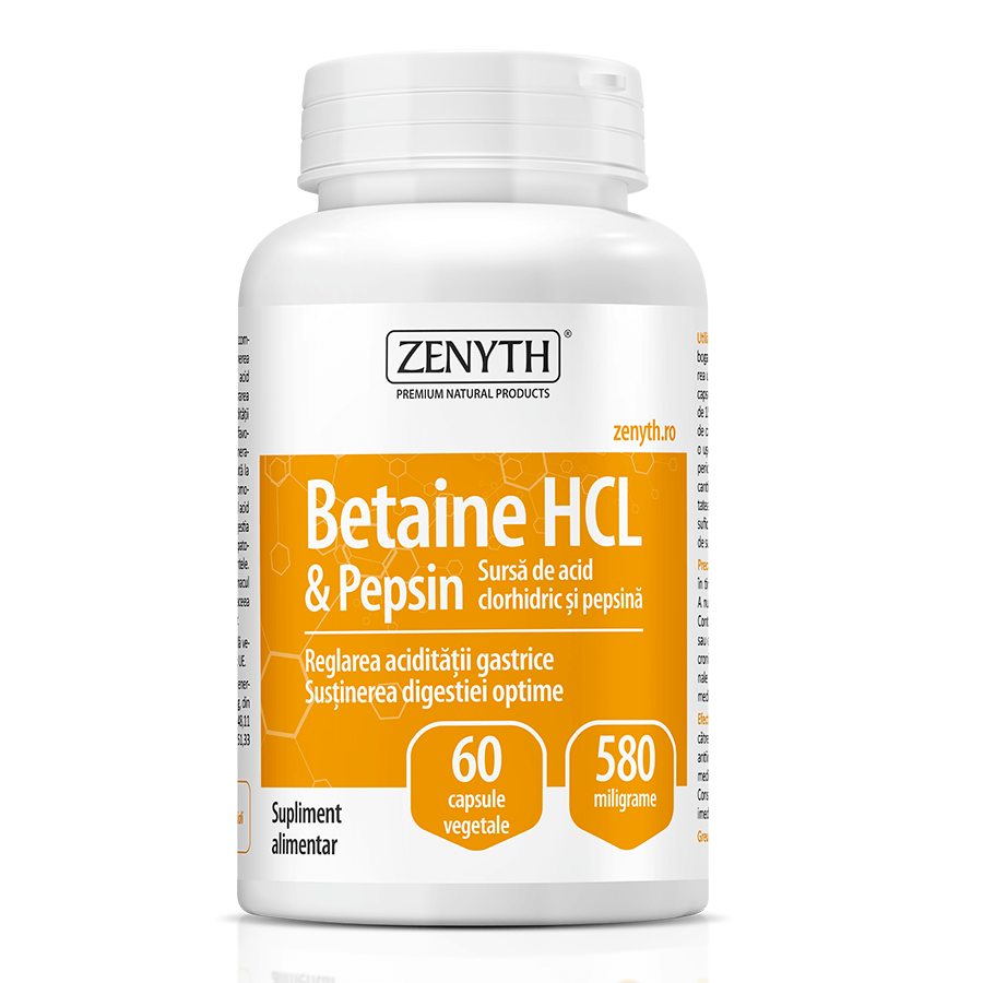 Betaine HCL si Pepsin, 60 capsule, Zenyth