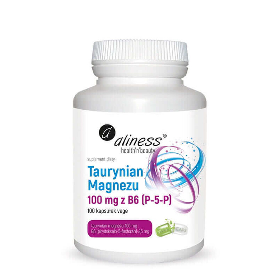 Taurato de magnesio 100 mg con B6 (P-5-P) - 5 mg 100 vcaps Aliness