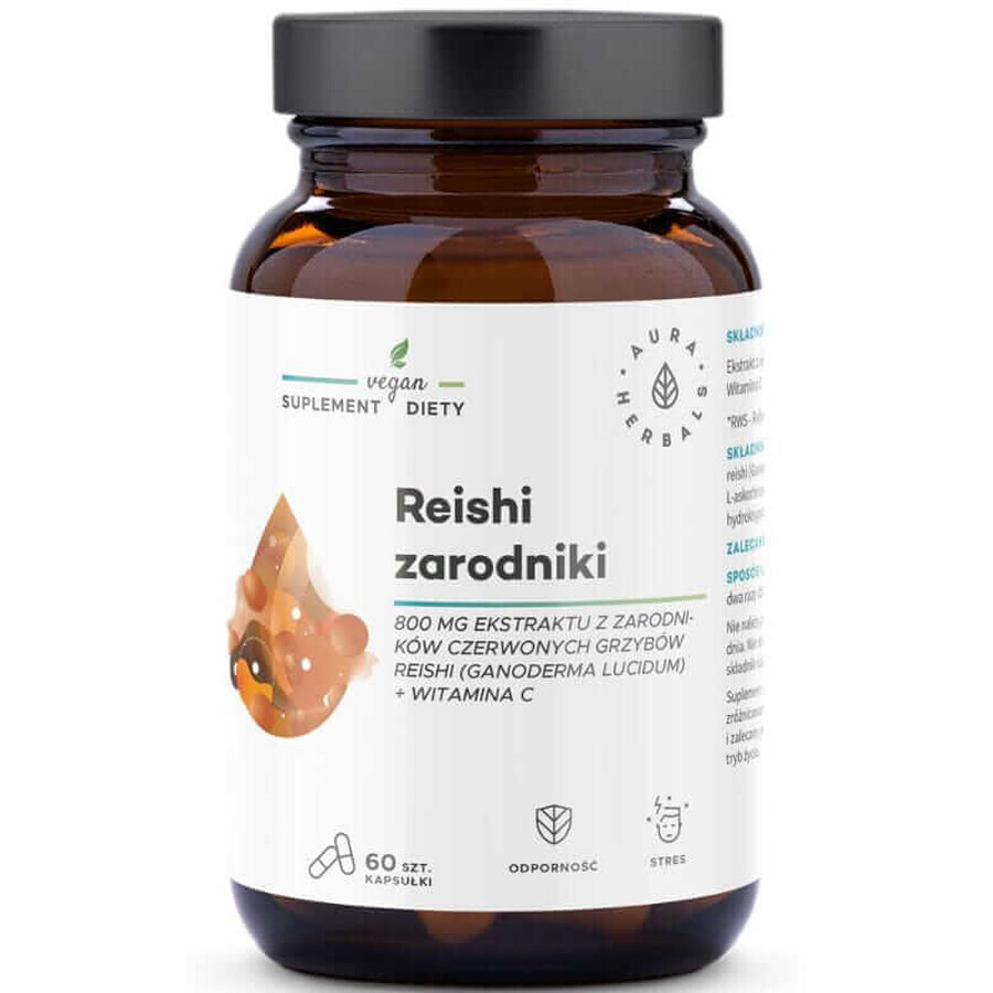 Spori Reishi 800 mg + vitamina C 60 cápsulas Aura Herbals