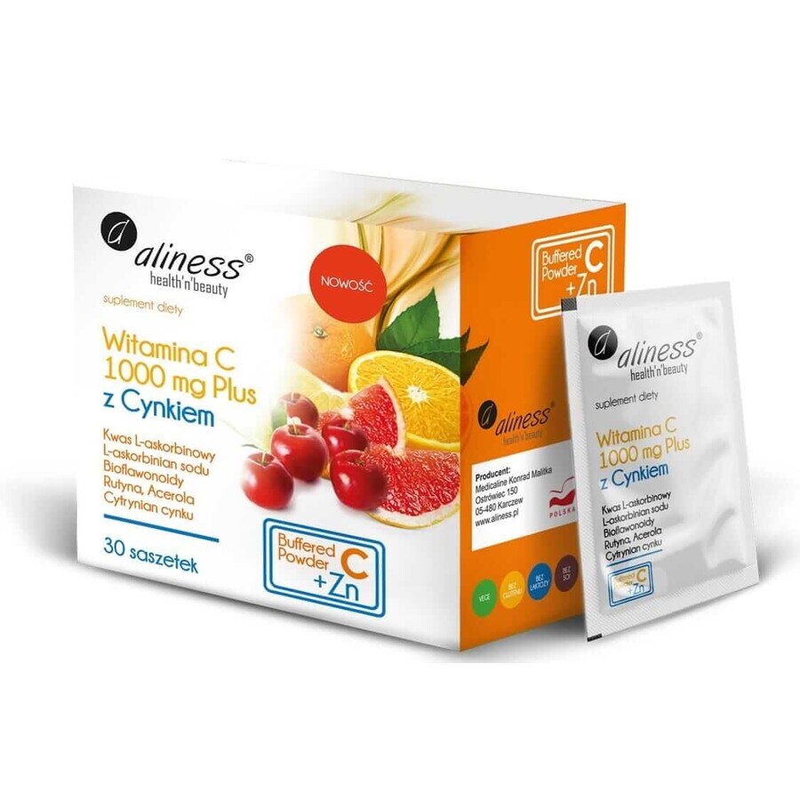 Vitamin C 1000 mg PLUS Zink 30 Portionsbeutel Aliness