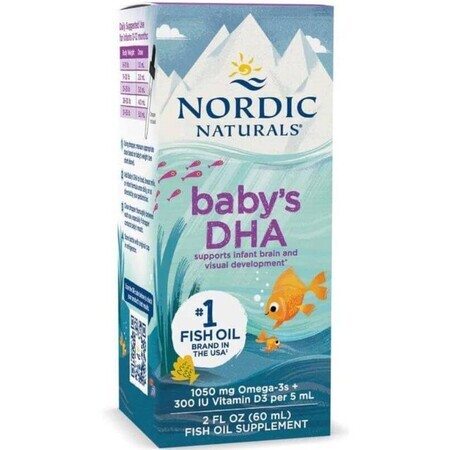 Baby's DHA Trane - ácidos DHA para bebés con vit. D3, 60 ml Nordic Naturals