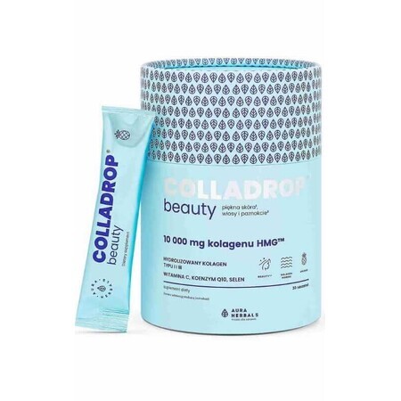 Colladrop Beauty 10000 mg colagen marin HMG ananas 30 pliculețe Aura Herbals